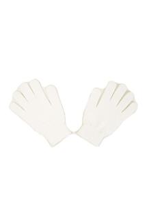Womens White Knit Gloves-AWG060