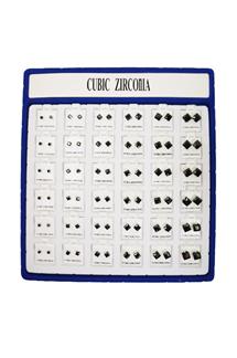 Black Cubic Zirconia Square Earring-E112