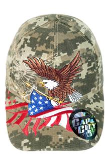 Eagle and USA Flag Cap-H1175-DGTCAMO