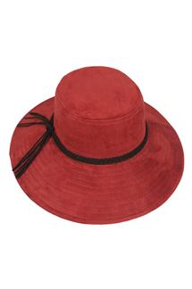 Braided Band Faux Suede Bucket Hat-H1225-RED