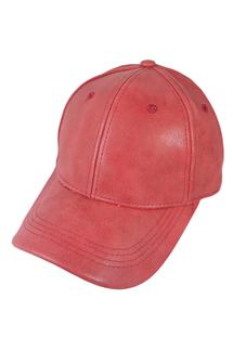 PU Leatherette Cap-H1372-RED