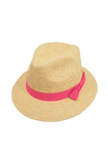 Bow Band Panama Hat-H1432-FUCHSIA