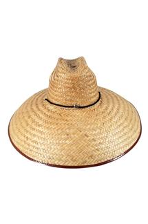 Oversized Straw Hat with Brown Border-H1491