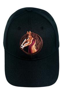 Horse Embroidered Cap-H1507-BLACK
