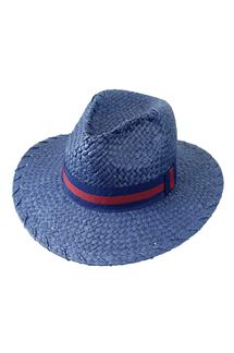 Striped Band Panama Hat-H1645-NAVY