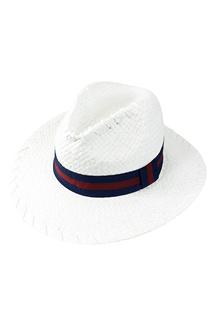 Striped Band Panama Hat-H1645-WHITE