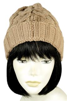 Cable Knit Beanie-H1791-CAMEL