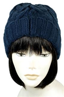 Cable Knit Beanie-H1791-NAVY