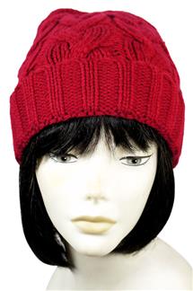 Cable Knit Beanie-H1791-RED