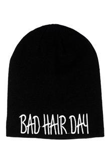 BAD HAIR DAY Fine Knit Beanie-H1795-BLACK