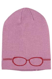 Glasses Embroidered Fine Knit Beanie-H1796-PURPLE