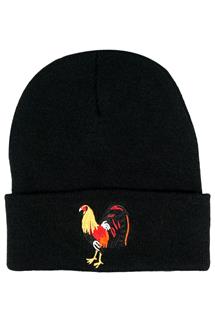 Rooster Fine Knit Beanie-H1813-BLACK