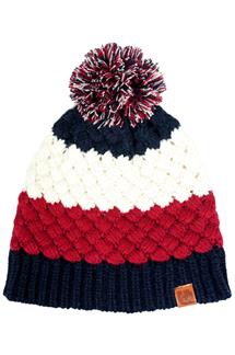 Pom Pom Colorblock Knit Beanie-H1830-RED-NAVY