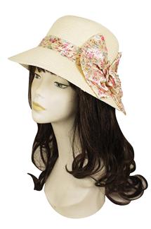Floral Print Bow Band Cloche Hat-H774-CREAM