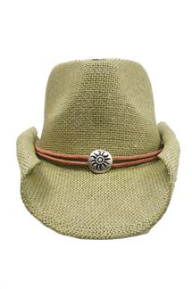 Rolled Brim Cowboy Hat with Chin Cord-H994-OLIVE