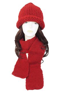 Knit Beanie and Scarf Set-S1075