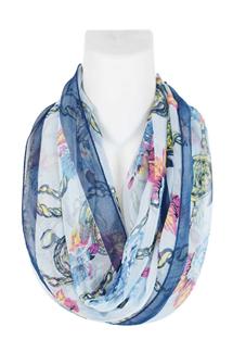 Floral and Watch Print Infinity Scarf-S1183