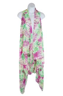 Floral Print Kimono Vest-S1237-PURPLE