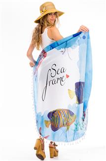 Ocean Print Tassel Beach Blanket Scarf-S1827