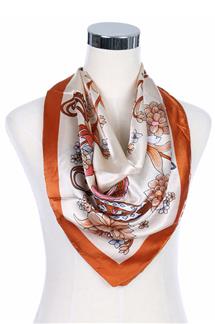 Floral Print Silk-Like Square Scarf-S1847