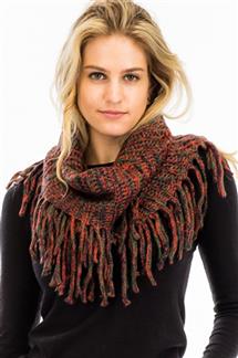 Multicolor Knit Fringe Infinity Scarf-S1878AS