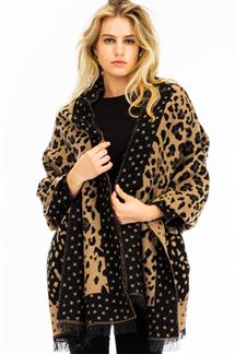 Leopard Print Double Sided Fringe Scarf-S1887AS