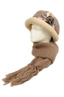 Womens Winter Knitted Hat and Scarf Set-S520